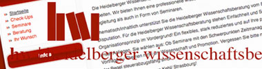 Internetseite Heidelberger Wissenschaftsberatung in Kehl/Rhein
